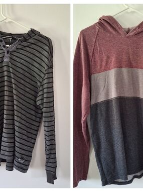 Lot of 2 Large Mens Long Sleeve Hooded Shirts: Vans, Distortion